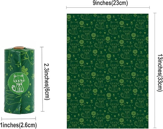 40PCS Pet Waste Sacks with Bag Dispenser, Certified Compostable Dog Poop Bags Landfill Friendly and Leakproof Dog Waste Bags (Pink & Green)