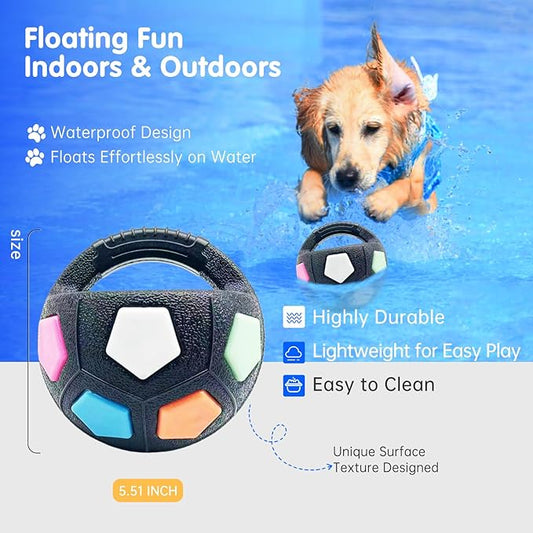 YoFellas Dog Toy Ball with Handle – Durable Squeaky Fetch Ball for Medium & Large Dogs, Floating Interactive Chew Toy for Water Play, Training & Outdoor Games