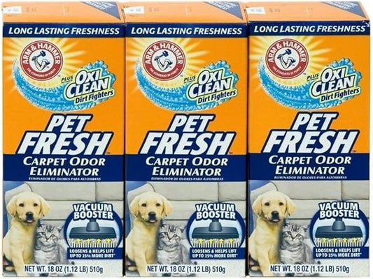 Arm & Hammer Pet Fresh Carpet Odor Eliminator Plus Oxi Clean Dirt Fighters (Pack of 3), 48.9 Ounce