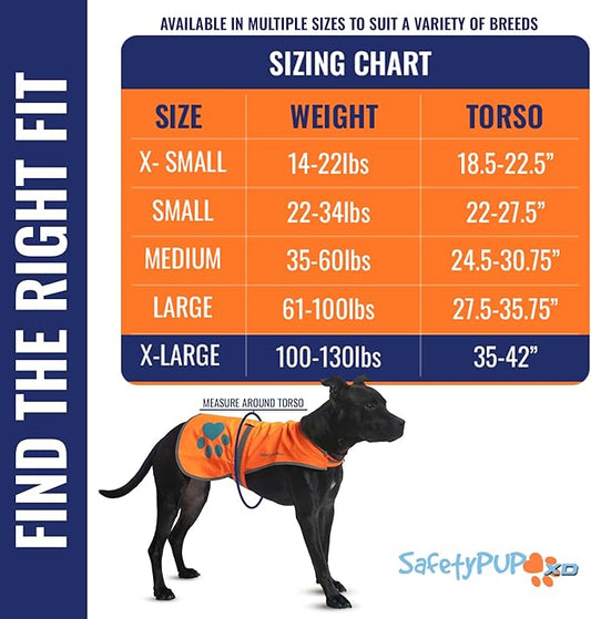 SafetyPUP XD Reflective Dog Vest. Hi-Visibility, Fluorescent Blaze Orange Dog Vest Helps Protect Your Best Friend. Safeguard Your PUP from Motorists & Hunting Accidents, On or Off Leash (X-Large)