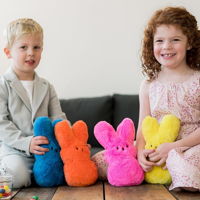 Animal Adventure | 9" Bright Orange Shaggy Bunny Peeps Plush | Easter Basket Stuffed Animals for Kids | Marshmallow Candy | Huggable Soft Plushie Stuffers Buddy Toy | Collectable Gifts | Aged 3+