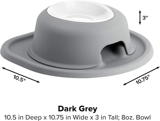 WeatherTech Single High Pet Feeding System w/Plastic Dog/Cat Bowls - 3" High Stand Dark Grey (PSH0803DGDG)