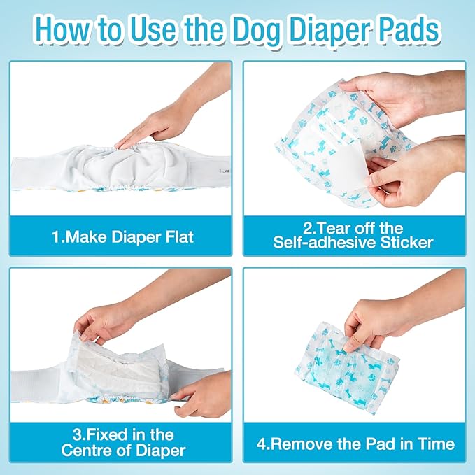 Pet Soft Dog Diaper Liners - Disposable Dog Diaper Booster Pads for Male & Female Dogs fit Most Dog Wraps and Belly Bands Up-Graded (Blue, XL-40ct)