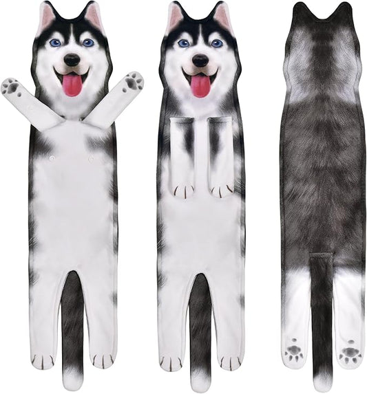 AGRIMONY Funny Husky Dog Hand Towels for Kitchen Bathroom - Dog Mom Dad Gifts for Women Men Teens Kids-Easter Mothers Fathers Days Valentines Housewarming Birthday Gifts for Animal Lovers