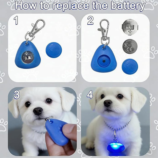 QUELIEN LED Dog Collar Light, Clip-On Dog Safety Light for Night Walking, High Visibility Light Up Dog Collar Accessory for Summer Camping & Hiking, Lightweight for All Pets, Blue
