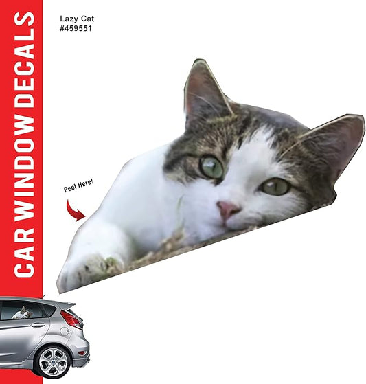 LEMONSODA Cat Car Window Decals Funny 3D Weatherproof Decals (Lazy Cat)