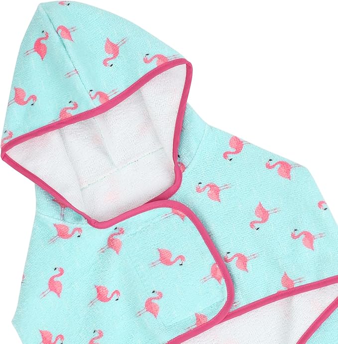 HDE Dog Bathrobe Super Absorbent Quick Drying Puppy Towel Wrap Coat Adjustable After Bath Robes with Hood for Dog Sizes S-XXL Flamingos M