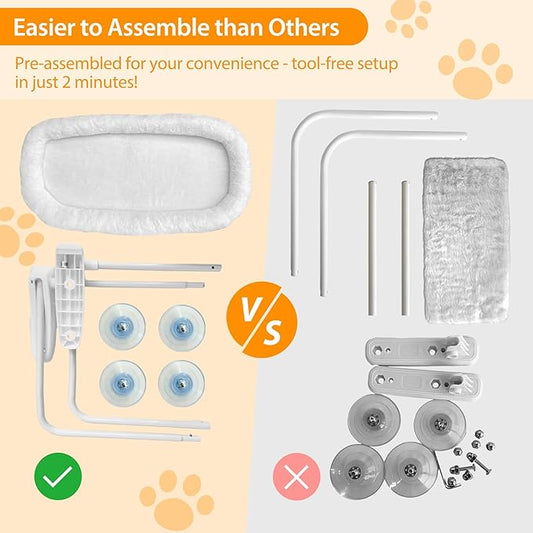 L&W BROS. Cat Window Perch Cushion Bed Hammock with 4 Updated Suction Cups Easy to Assemble Cat Window Bed for Heavy Large Cats (M 1Pc)