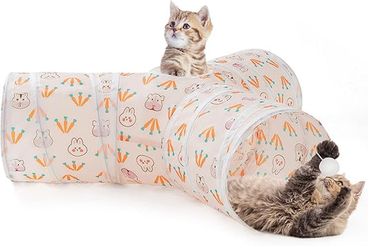 Tempcore Pet Tunnel Tube Toys 3 Way Collapsible, Cat Tunnels for Indoor Cats,Kitty Bored Pet Toys Peek Hole Toy Ball, Puppy, Kitty, Kitten, Rabbit
