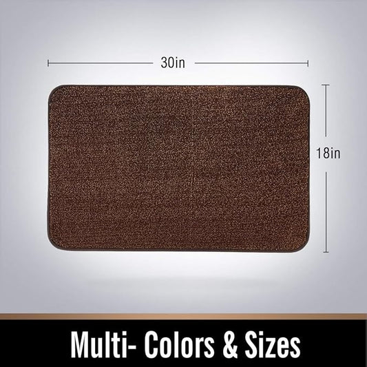 ITSOFT Dirt Trapper Indoor Door Mat & Entrance Rug For Wet Muddy Shoes and Pet Paws, Non-Slip Machine Washable, Shoe Scraper, Absorbent Welcome Dog Mat for Front Door, Entry Way (30x18, Brown & Camel)