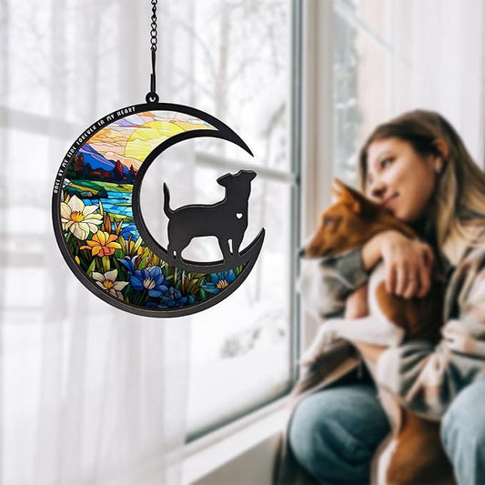BamLue Dog Memorial Suncatcher Ornament for Home Decor, Loss of Dog Sympathy Gift, Suncatchers for Windows Hanging, Pet Loss Gifts, Remembrance Gifts for Pet Lovers
