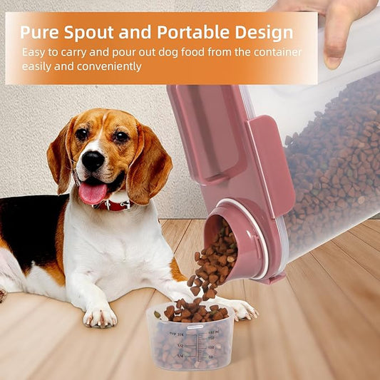 5Lbs Airtight Cat Dog Food Storage Container with Upgraded Large Nozzle BPA-Free, Pet Food Storage Containers for Rice, Grain, Pet Food, Flour, Dog Treat Storage (Pink+Lake Blue, 5L-2pack)