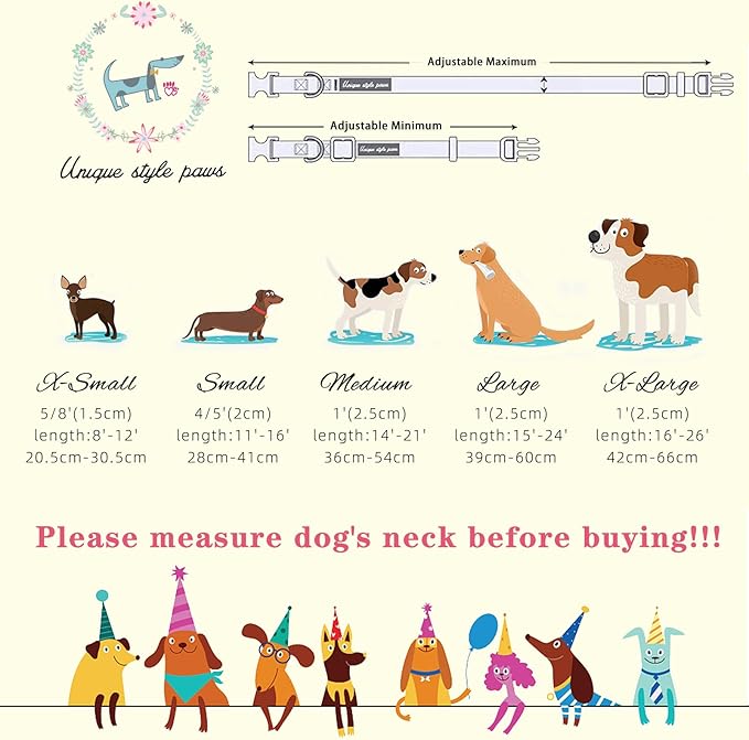 Unique style paws Dog Collar Plastic Buckle with Pendant Puppy Collar for Spring Summer Purple Flower for Small Medium Large Boys Girls Dogs