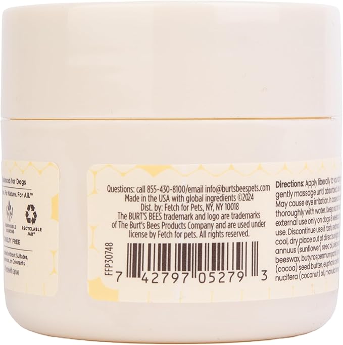 BURT'S BEES FOR PETS Paw Balm for Dogs with Manuka Honey and Coconut Oil, Soothes Dry Dog Paws, Naturally Derived Ingredients, 1.76 Oz