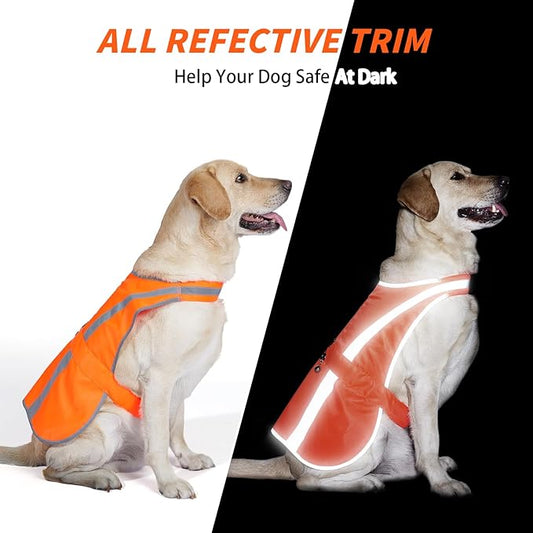 Reflective Dog Vest for Medium Large Breeds, High Visibility Dog Safety Vest with Removable Bell Keep Safe from Hunting, Training & Cars Accidents
