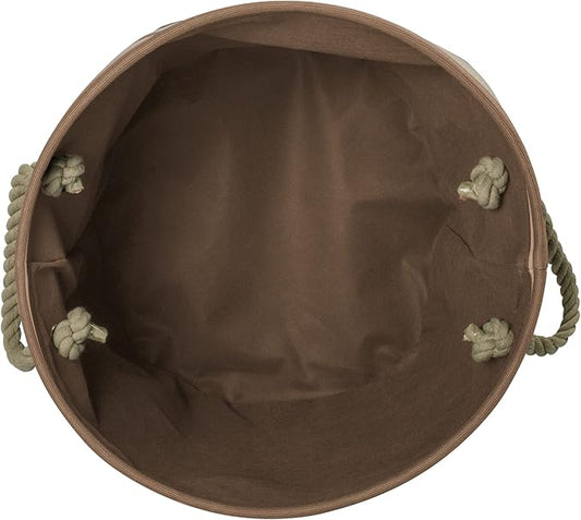 Bone Dry Pet Storage Collection Striped Paw Patch Bin, Medium Round, Brown