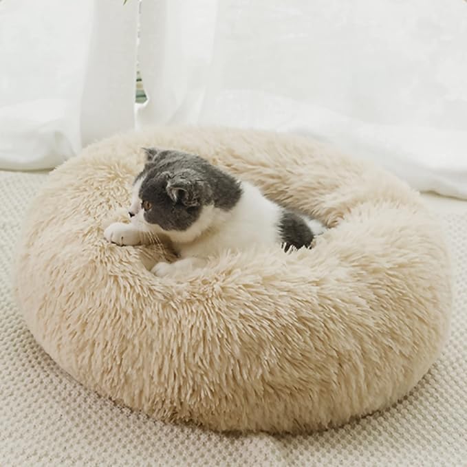 Cat Beds for Indoor Cats,20 Inch Dog Bed for Small Melium Large Dogs, Washable-Round Pet Bed for Puppy and Kitten with Slip-Resistant Bottom