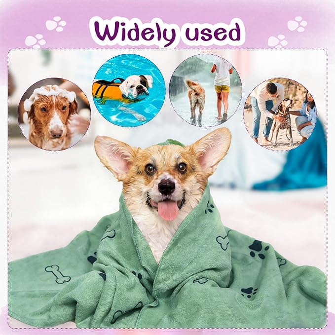 Dog Towels for Drying Dogs Bulk 20 x 40 Inch Quick Drying Pet Bath Towels Colorful Pet Grooming Towel Absorbent Microfiber Towel for Small Medium Large Dog Puppy Cat (Teal, 30)