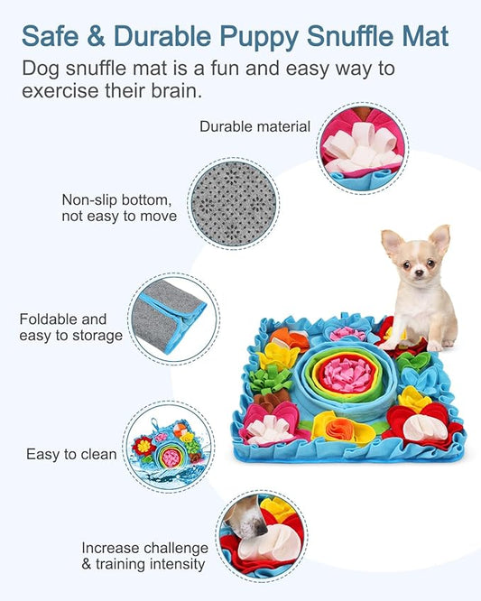 Upgraded Snuffle Mat for Dogs, 19.7''x19.7'' Interactive Feed Game for Boredom, Felt Wool Dog Feeding Mats for Small/Medium/Large Dogs, Encourages Natural Foraging Skills and Stress Relief