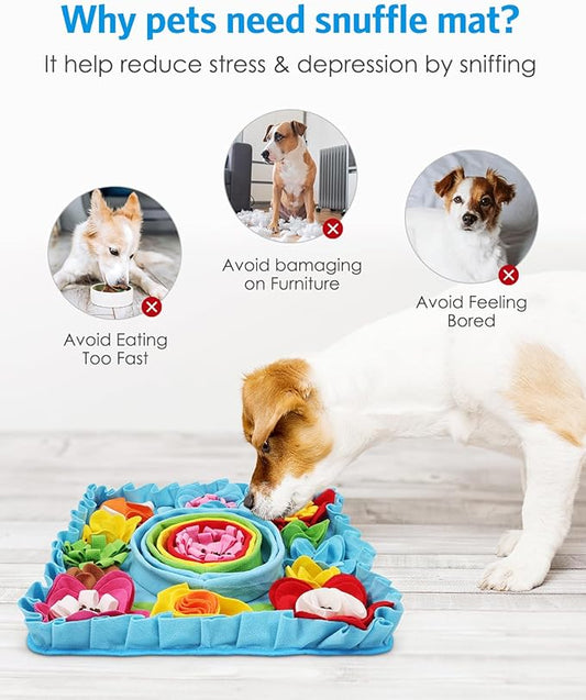 AMIR Snuffle Mat for Dogs, Dog Snuffle Mat, Interactive Feeding Puzzle Toy, Promotes Natural Foraging and Slow Eating Dog Sniff Mat, Aids Stress Relief and Training (20 inch)