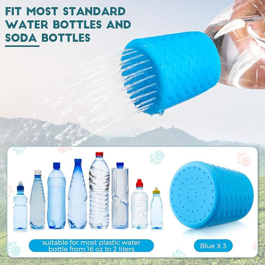 3 Pieces Portable Outdoor Shower for Dogs, Bottle Attachment Outdoor Water Sprayer Accessory, Works with Most Plastic Water or Soda Bottles from 16 oz to 2 Liters (Sky Blue)