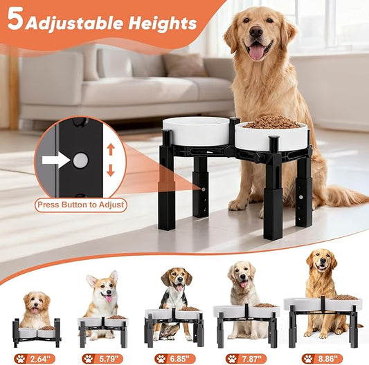 XIAZ Dog Bowl Stand Elevated Food Water Bowl Holder for Large Medium Small Sized Dog, Heights&Width Adjustable, Non-Slip, Durable, Elevated Feeding Bowl Stand for All Dogs Bowls (Stand Only)
