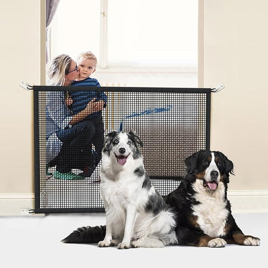2-Pack Dog Gate for Stairs Pet Gates for The House: Dogs Screen Mesh Gate for Doorways Stairways Indoor 29 inch Tall, 34 inch Wide, Fits Openings 28'' to 31'' Wide