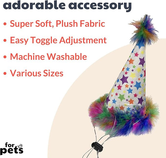 Huxley & Kent Pet Party Hat for Dogs & Cats - Fun Birthday Hat with SnugFit Adjustable Straps - Comfy Pet Costume Accessory for Parties, Gotcha Days & Celebrations - Superstar, Small
