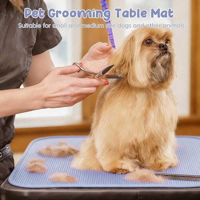 Dog Grooming Table Mat Pad Non Slip,Silicone Durable Premium Non-Slip Dog Bath Mat,Slip Mat - Bathing Mat for Pets,22.45inchX15.75inch (Blue)
