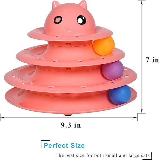 UPSKY Cat Toy Roller 3-Level Turntable Cat Toy Balls with Six Colorful Balls Interactive Kitten Fun Mental Physical Exercise Puzzle Toys