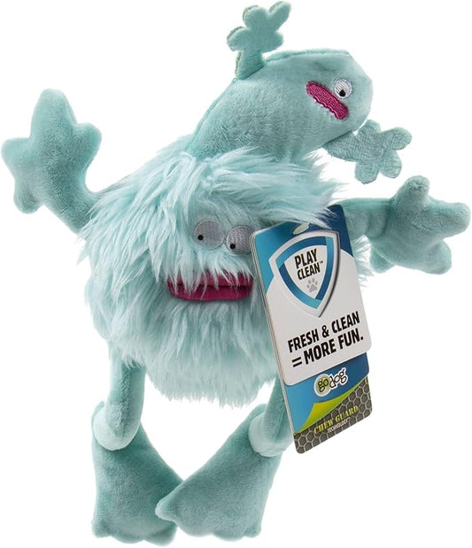 goDog PlayClean Germs Squeaky Plush Dog Toy with Odor-Eliminating Essential Oils, Chew Guard Technology - Seafoam, Small