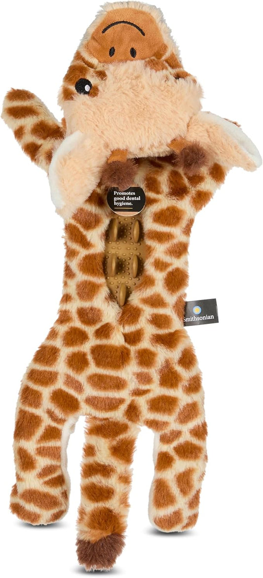 Smithsonian Longamals Giraffe Plush Dog Toy – 20" Crinkle & Squeaky, Stuffing-Free Interactive Tug Toy for Medium & Large Dogs