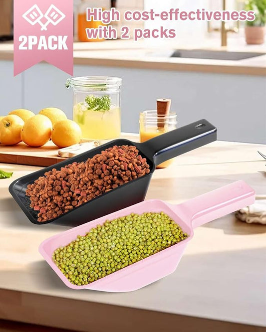 2 Cup Dog Food Scoop(2 Pack), Plastic Pet Food Scoop with Measuring Lines for Accurate Pet Food Portions,Dishwasher Safe (Black and Pink)