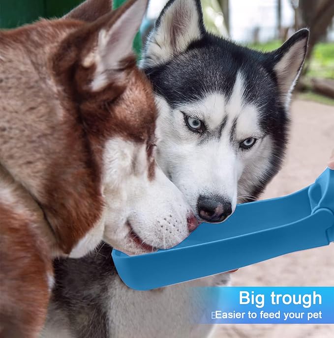 Portable Dog Small Animals Water Bottle for Walking 19 OZ or 12 OZ Pet Water Bottles for Puppy Medium Large Dogs Little Animals Water Dispenser Dog Small Animals Water Bowl (19OZ Dark Blue)