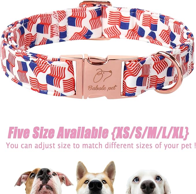 American Flag Dog Collar - 4th of July Dog Dog Collars for Giant Large Dogs, Adjustable Independence Day Metal Buckle Patriotic Dog Collar XL