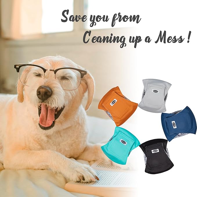 Male Dog Diapers, High Absorbing Dog Belly Bands for Male Dogs, Washable Reusable Dog Males Wraps(5 Pack)