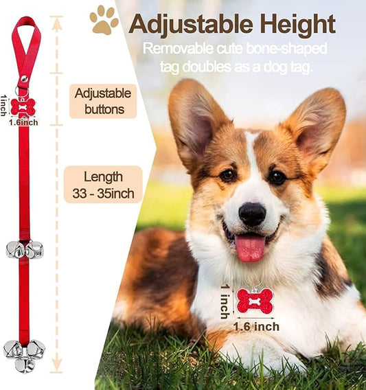 2 Pack Dog Door Bells, Dog Doorbell to go Outside Puppy Train Bell for Dogs to Ring to go Potty, Puppy Toilet Training Bell Jingle Bells for Door Knob (Red)