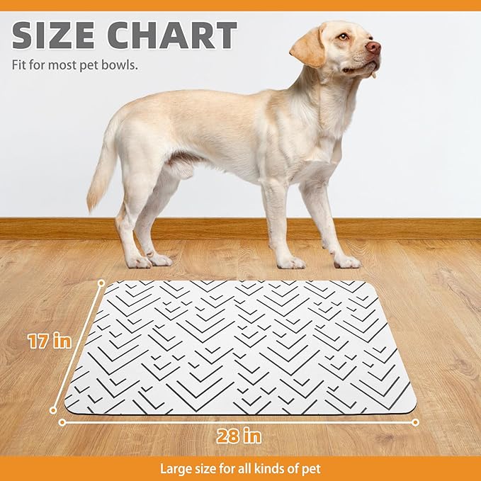 KOOLTAIL Dog Food Mat, Absorbent Pet Feeding Mat for Food and Water Bowls, Placement Pad for Floors with Waterproof Rubber Backing, Quick Dry Water Dispenser Mat for Dogs Puppy Cats, Large, 17"x28"