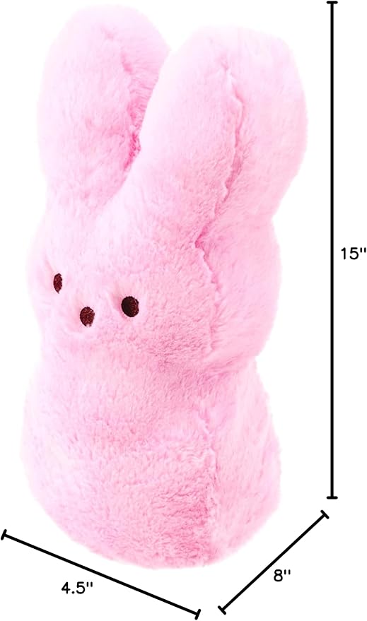 Animal Adventure | 15" Pink Shaggy Bunny Peeps Plush | Easter Basket Stuffed Animals for Kids | Marshmallow Candy | Huggable Ultra Soft Plushie Stuffers Buddy Toy | Collectable Gifts | Aged 3+