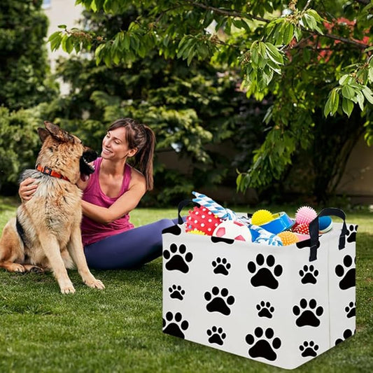 Rectangular Dog Basket,Nursery Hamper,Collapsible canvas kids toy storage box,Kids room storage basket,Gift Basket(Dogs)