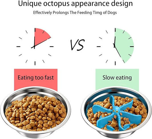 Slow Feeder Insert for Dog Bowl,Silicone Pet Food Slow Feeder(Cuttable),with Suction Cups for Large Breed and Medium Small Size Compatible with Regular Elevated Metal Glass Bowl
