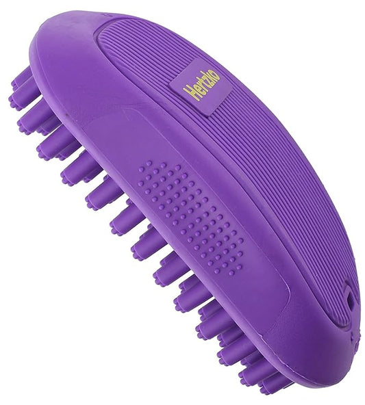 Hertzko Pet Bath & Massage Brush - Dog Bath Brush Scrubber for Shampooing and Massaging Dogs, Cats, Small Animals, Short/Long Hair - Rubber Curry Brush Dog - Removes Loose & Shed Fur (No Handle)