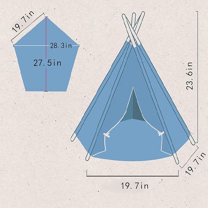 Cat Teepee Tent Bed,Outdoor Indoor Dog House,Portable Washable Pet Tent for Small Dogs with Cushion,Inside Pet Teepee for Small Medium Animals (White, M)