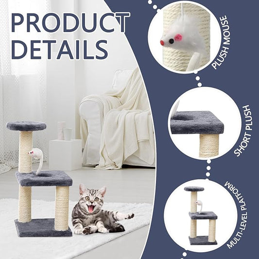 Small Cat Tree With Sisal Scratching Pole, Interactive Toys for Indoor Cats, Scratching Post, Easy Installation Tower for Small Cats