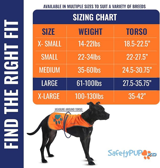 SafetyPUP XD Reflective Dog Vest. Hi-Visibility, Fluorescent Blaze Orange Dog Vest Helps Protect Your Best Friend. Safeguard Your PUP from Motorists & Hunting Accidents, On or Off Leash (Large)