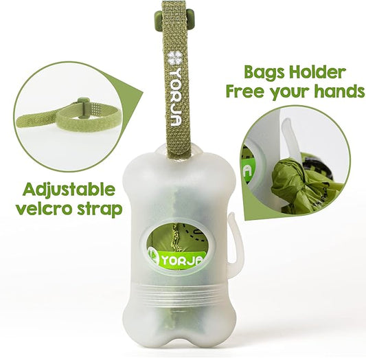 YORJA Dog Poop Bags Rolls with Dispenser & Holder, 510 Pet Waste Bags, 100% Leak Proof Extra Thick and Strong Corn Starch Blend