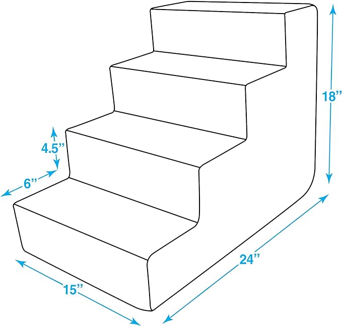 Best Pet Supplies Dog Stairs & Steps - Foam Steps for Small Dogs & Cats, Non-Slip Indoor Balanced Pet Step Support, Dog Ramp, No Assembly, Lambswool, 4-Step (18-inch Height)