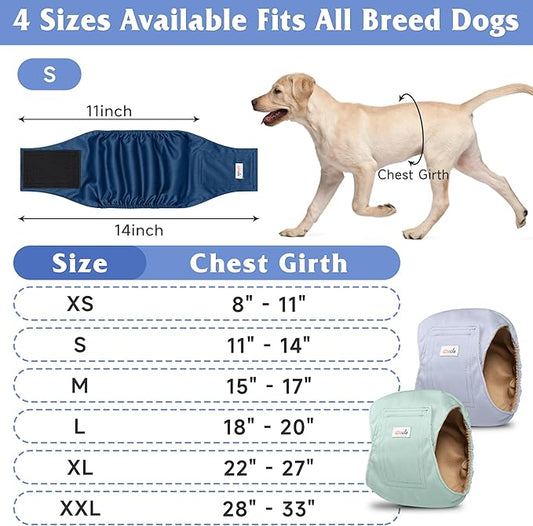 5 Pack Dog Diapers Male Reusable, Premium Belly Bands for Dogs, High Absorbing Male Dog Pee Wraps for Doggie in Incontinence or Excitable Urination Green XL