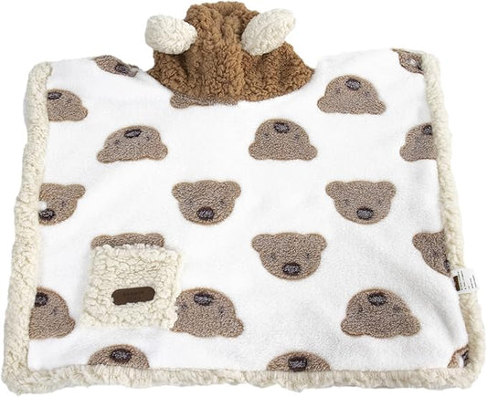 GabeFish Dog Cape Blanket for Small Dogs, Cute Puppy Fleece Pajamas, Cats Cold Weather Coat Wraps with Hood Brown Small