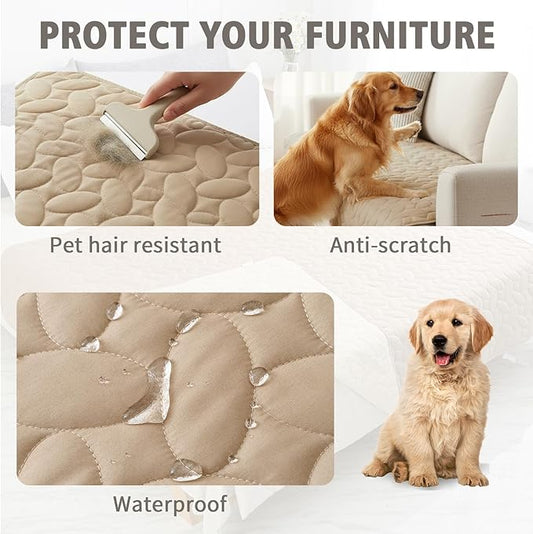 Ameritex Pet Bed Cover Dog Bed Blanket for Sofa and Furniture Waterproof New Pattern Design (30x70 Inch, Beige)